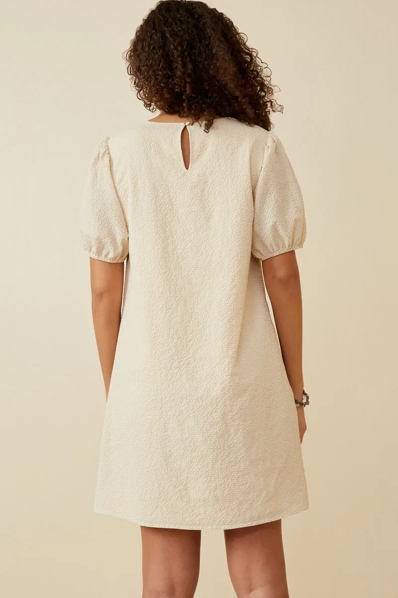 Womens Seersucker Textured V Neck Puff Sleeve Dress sold by Hayden product image thumbnail 5