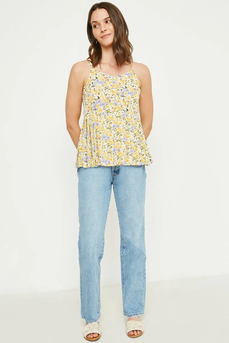 Womens Floral Printed Pleated Peplum Tank sold by Hayden product image thumbnail 5