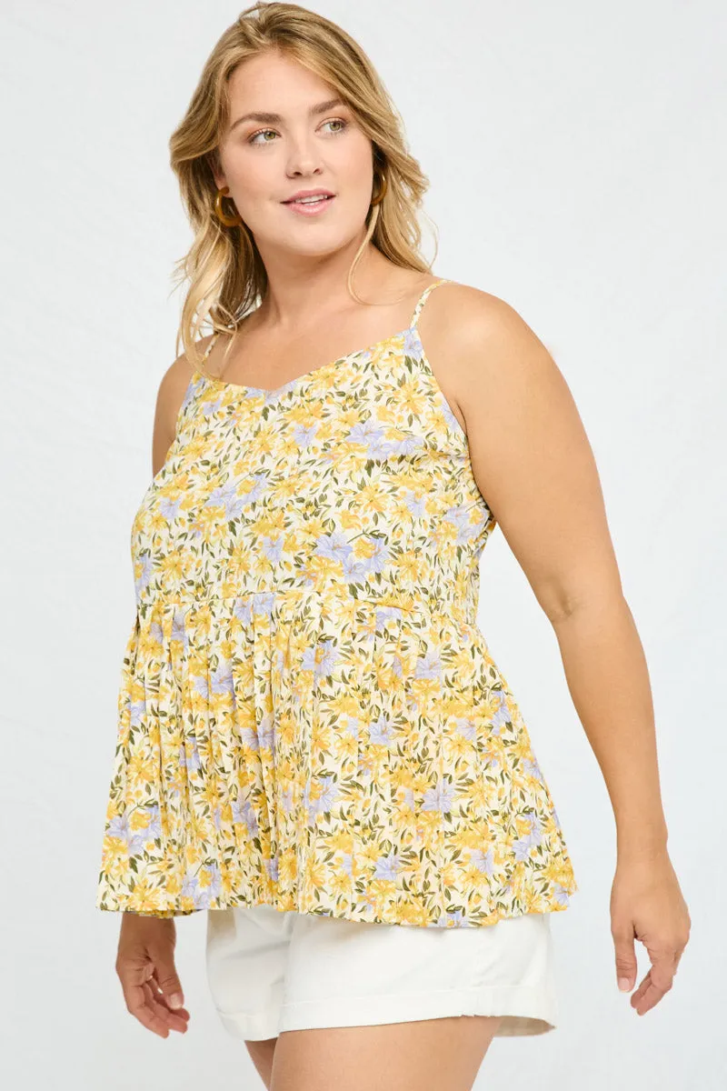 Womens Floral Printed Pleated Peplum Tank sold by Hayden product image thumbnail 2