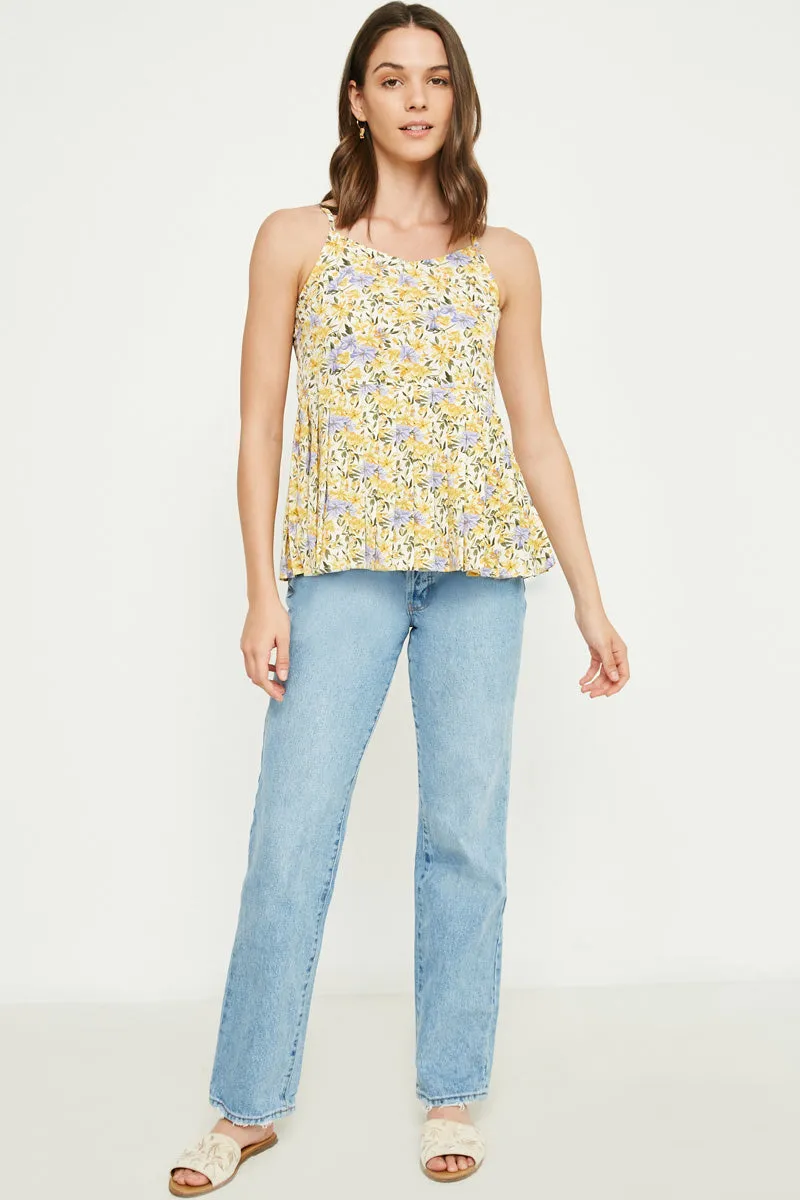 Womens Floral Printed Pleated Peplum Tank sold by Hayden product image thumbnail 3