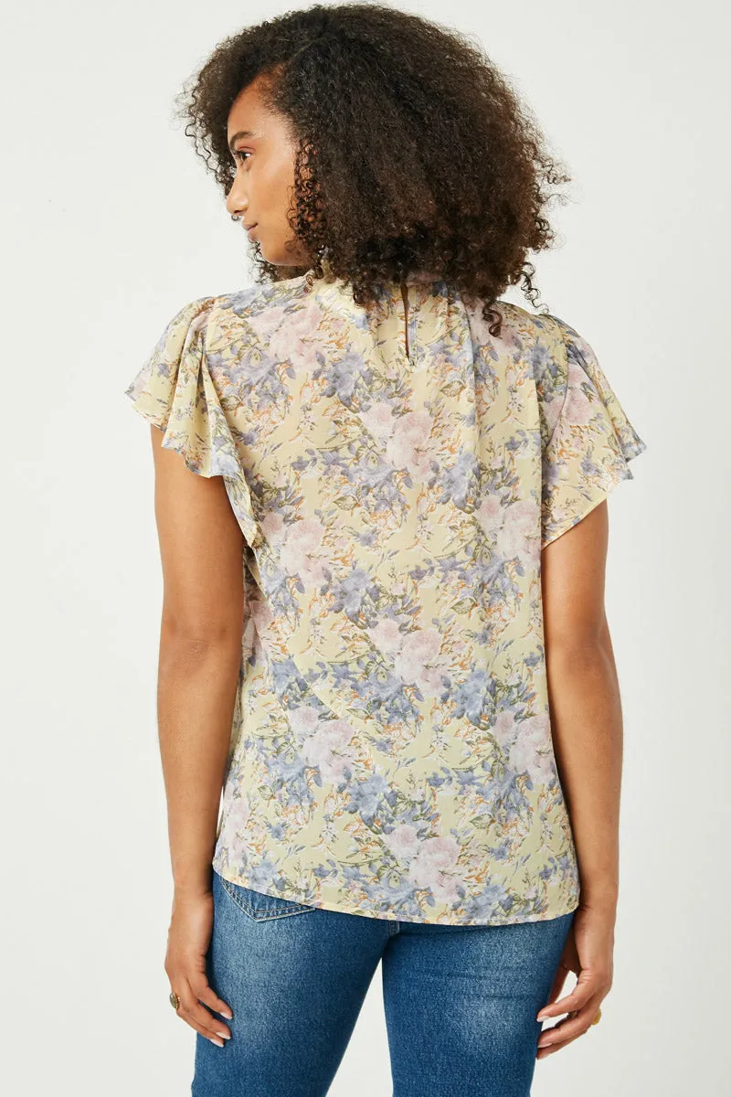 Womens Ruffle Sleeve Sheer Floral Top sold by Hayden product image thumbnail 5