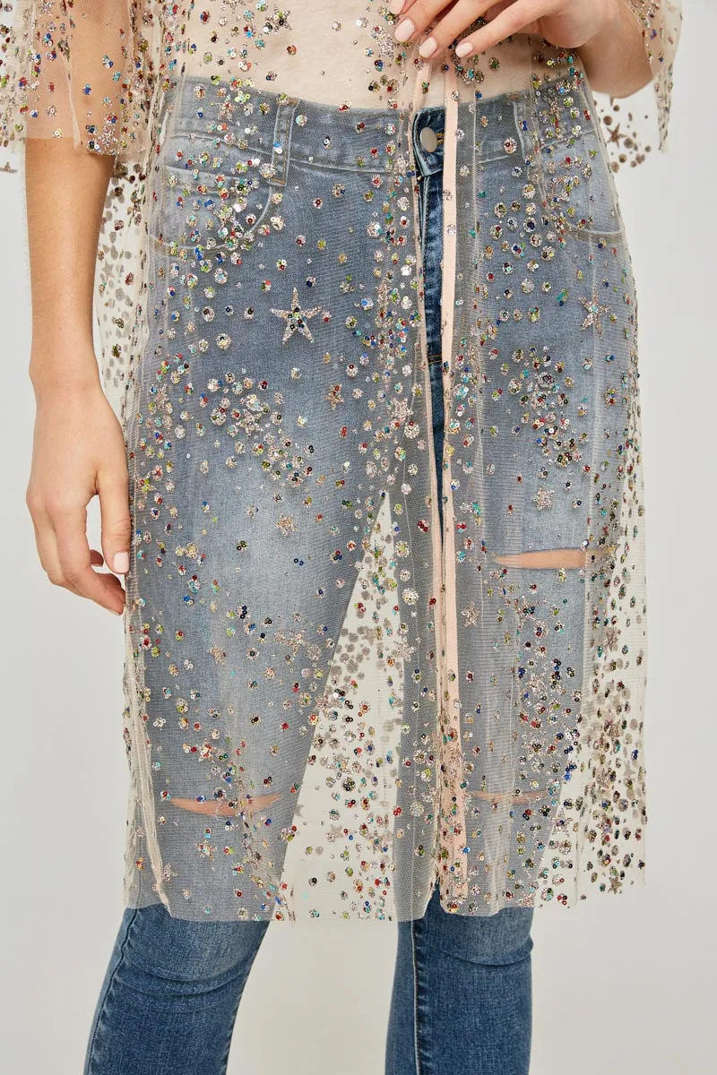 Womens Sheer Glitter Sequin Kimono sold by Hayden product image thumbnail 4