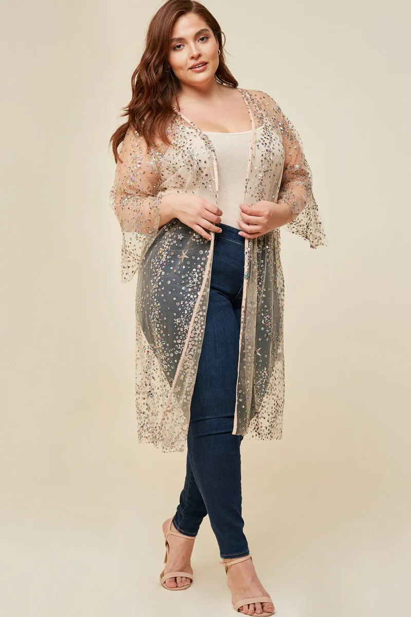 Womens Sheer Glitter Sequin Kimono sold by Hayden product image thumbnail 2