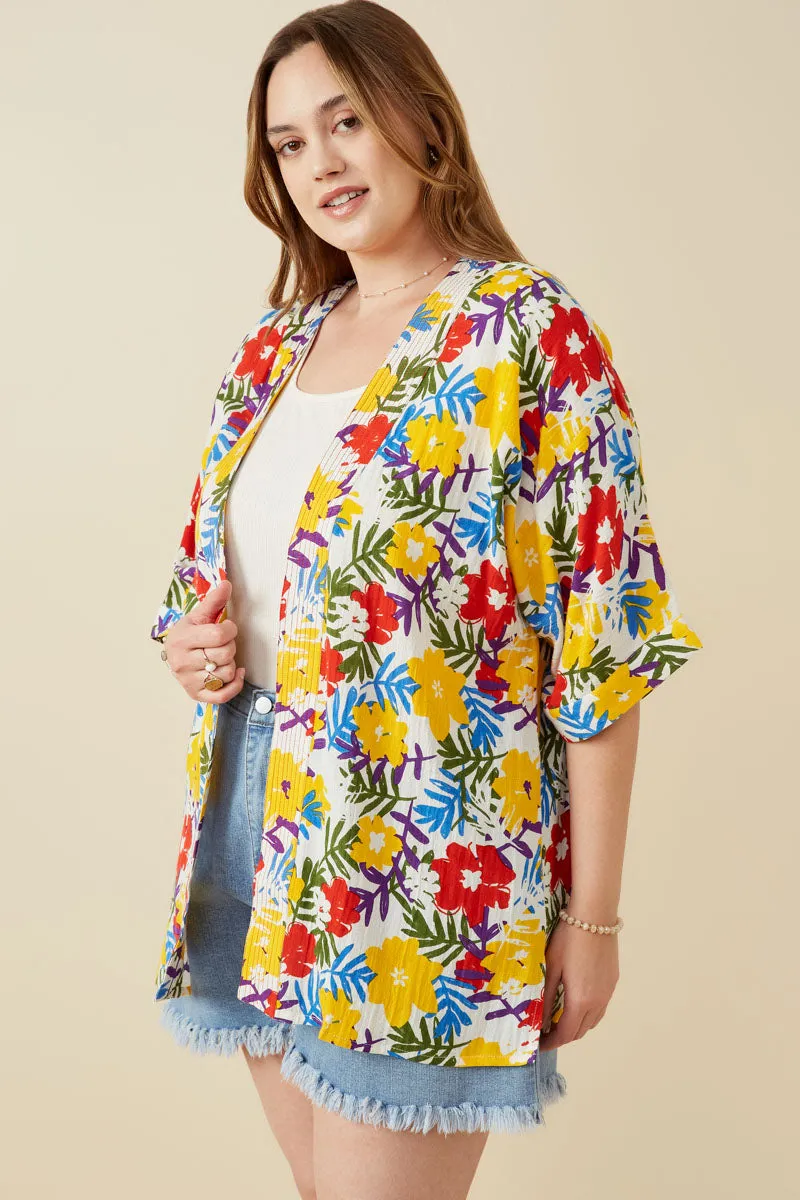 Womens Vivid Floral Contrast Stitch Linen Blend Kimono sold by Hayden product image thumbnail 5