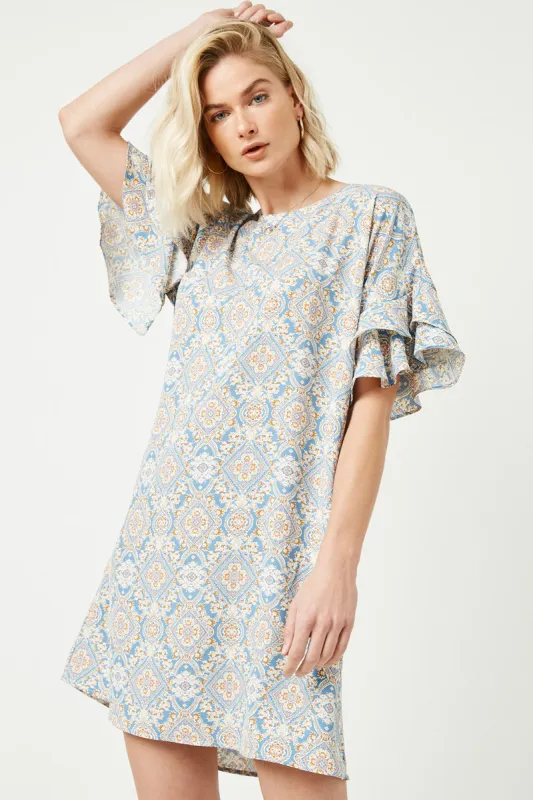 Womens Paisley Print Ruffle Print Shift Dress sold by Hayden