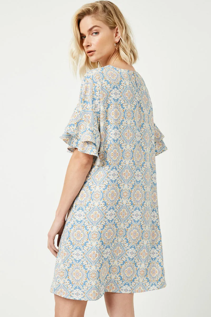 Womens Paisley Print Ruffle Print Shift Dress sold by Hayden product image thumbnail 5