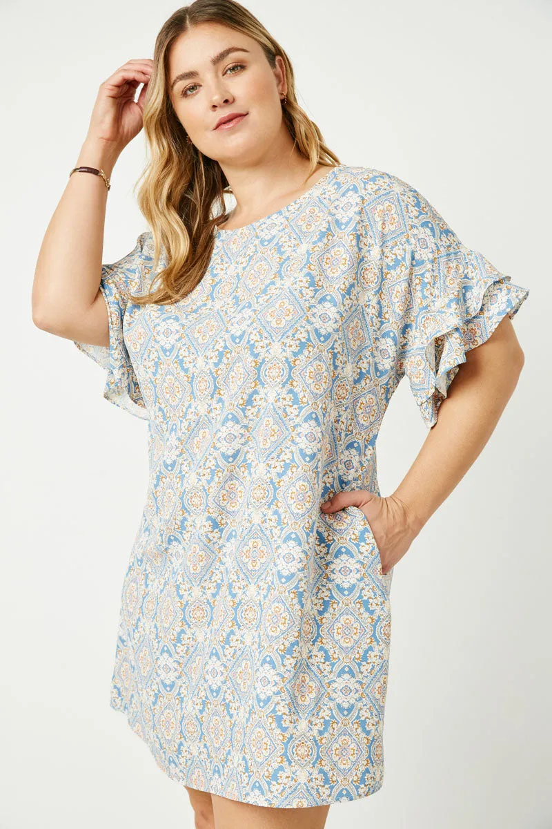 Womens Paisley Print Ruffle Print Shift Dress sold by Hayden product image thumbnail 2