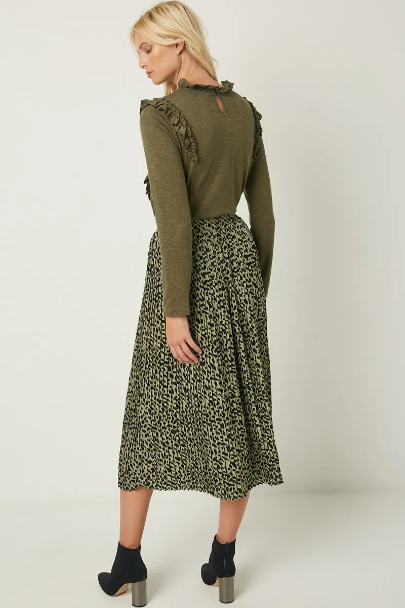 Womens Leopard Print Pleated Midi Skirt sold by Hayden product image thumbnail 4