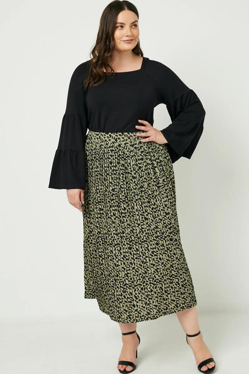 Womens Leopard Print Pleated Midi Skirt sold by Hayden product image thumbnail 5