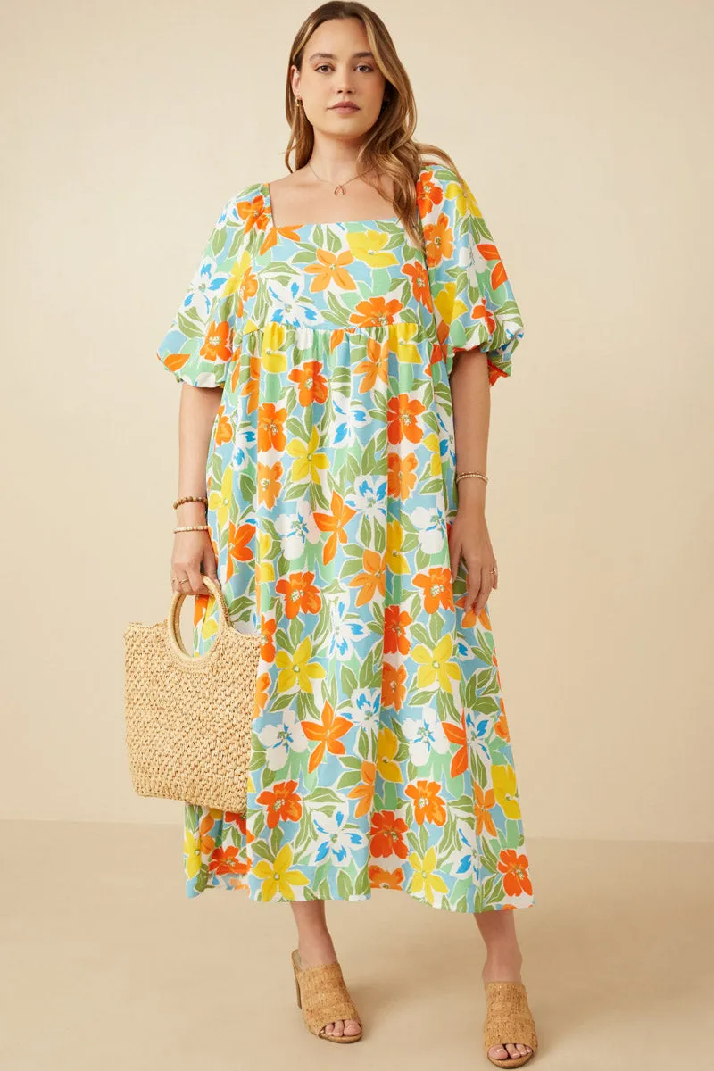 Womens Vivid Floral Square Neck Puff Sleeve Dress sold by Hayden product image thumbnail 2