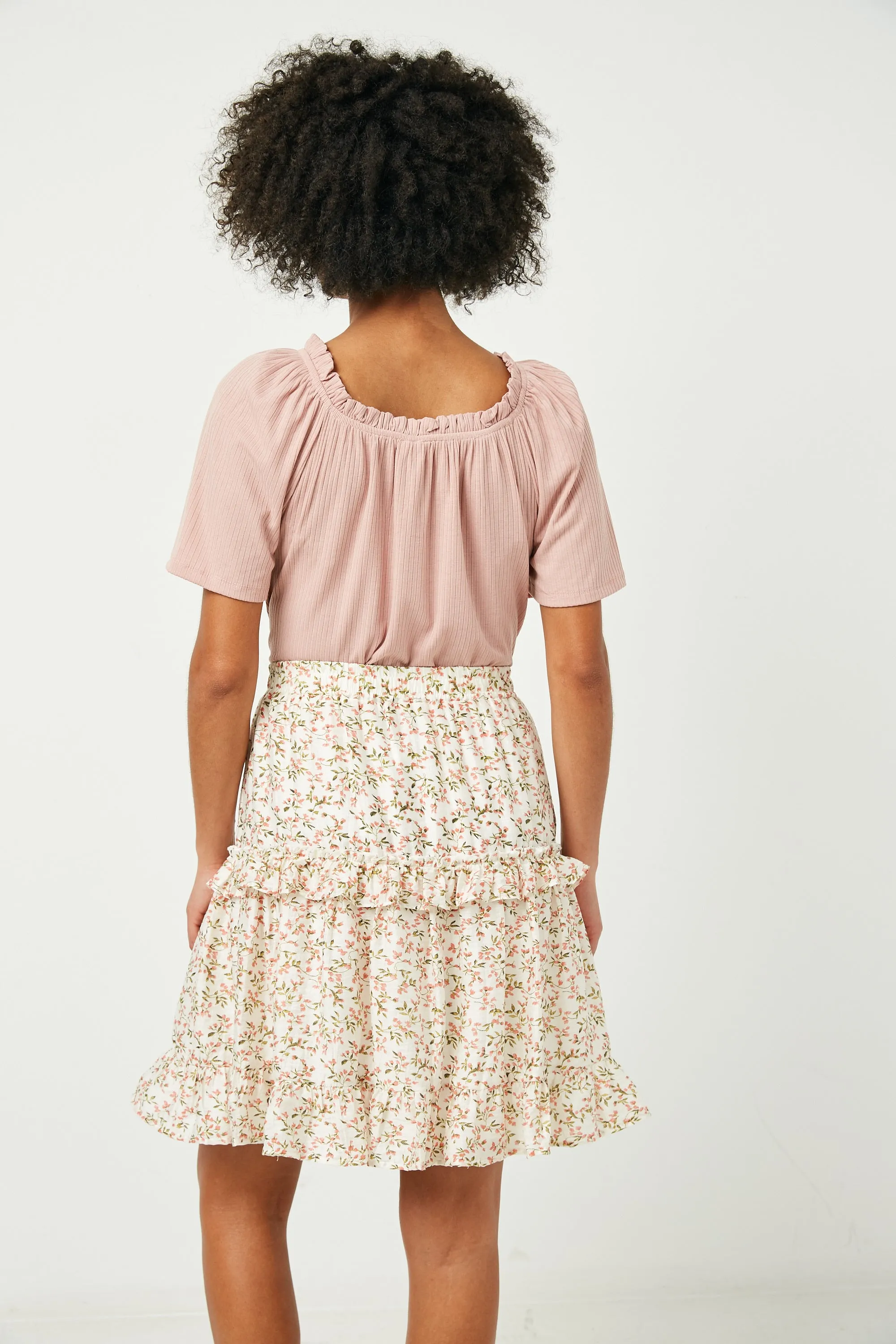 Ruffled Wide Neck Ribbed Knit Top sold by Hayden product image thumbnail 4