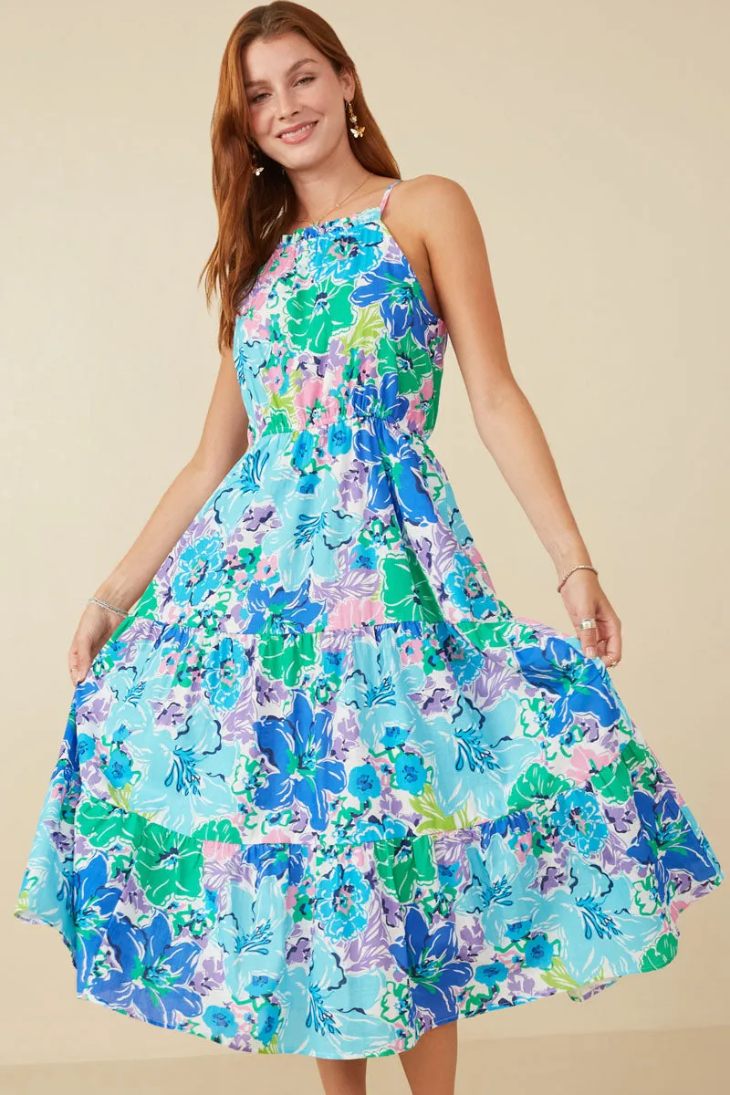 Womens Tropical Floral Square Halter Neck Dress sold by Hayden