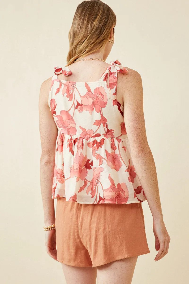 Womens Textured Floral Tie Shoulder Hankerchief Top sold by Hayden product image thumbnail 5