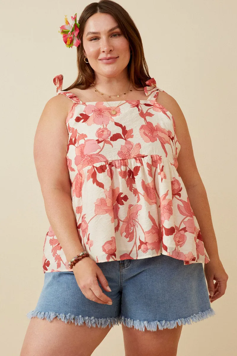 Womens Textured Floral Tie Shoulder Hankerchief Top sold by Hayden product image thumbnail 2