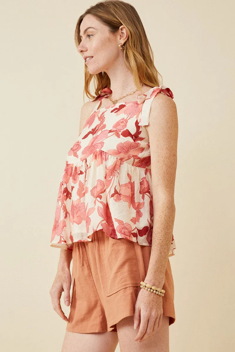 Womens Textured Floral Tie Shoulder Hankerchief Top sold by Hayden product image thumbnail 4