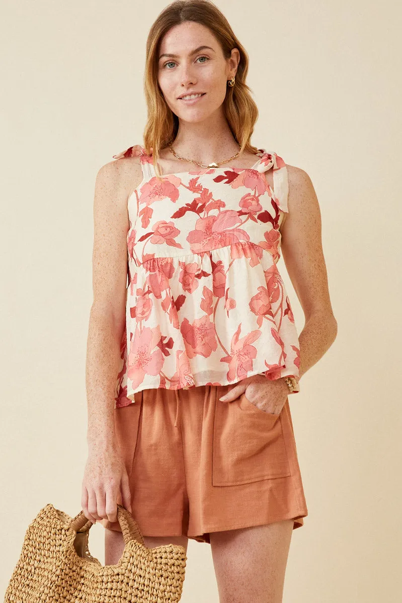 Womens Textured Floral Tie Shoulder Hankerchief Top sold by Hayden