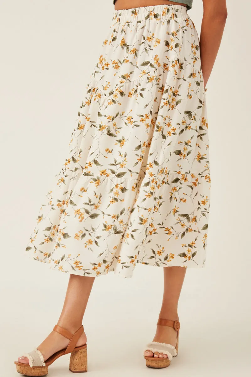 Womens Floral Elastic Waist Midi Skirt sold by Hayden product image thumbnail 4