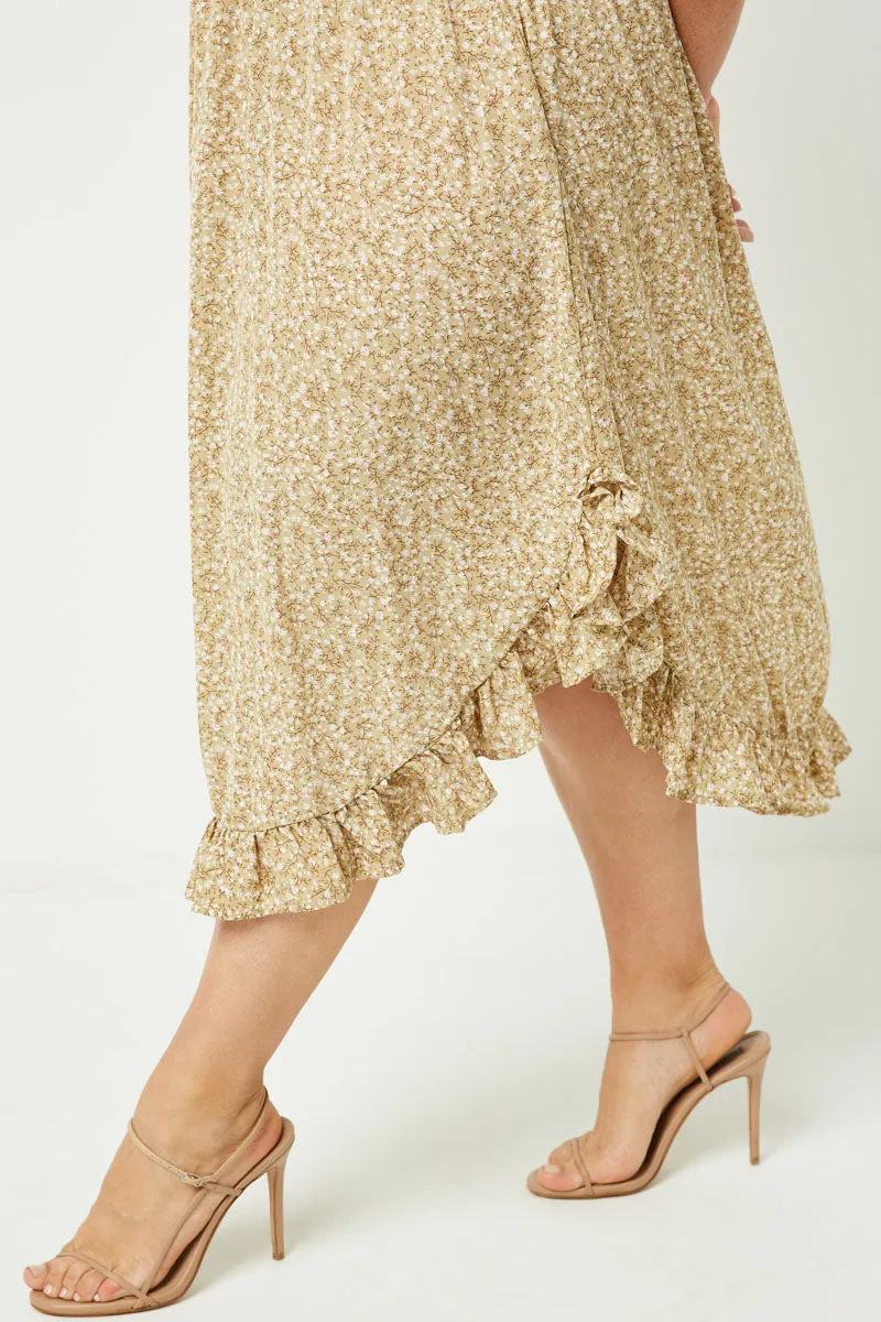 Womens Floral Puff Sleeve Ruffle Smock Waist Midi Dress sold by Hayden product image thumbnail 4