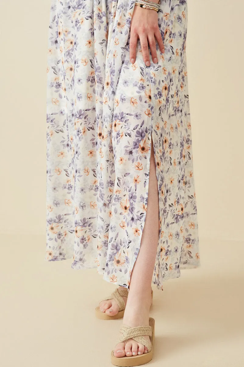 Womens Floral Print V Neck Smocked Waist Dress sold by Hayden product image thumbnail 3