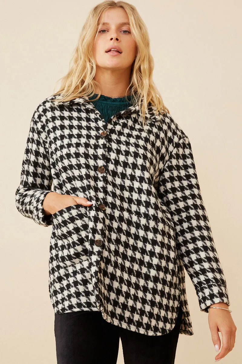 Womens Houndstooth Front Pocket Button Detail Coat sold by Hayden product image thumbnail 2