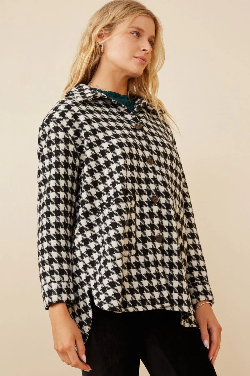 Womens Houndstooth Front Pocket Button Detail Coat sold by Hayden product image thumbnail 3