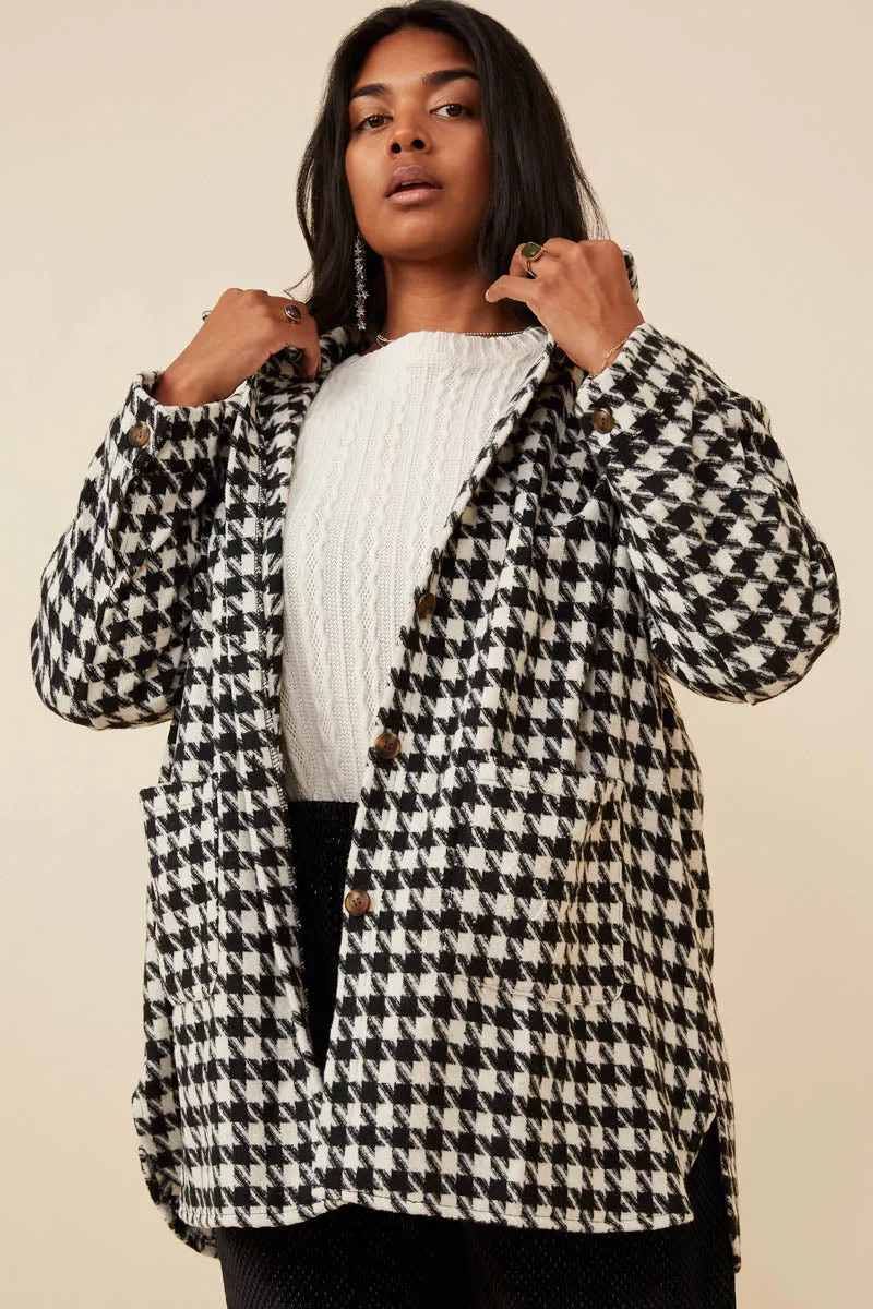 Womens Houndstooth Front Pocket Button Detail Coat sold by Hayden product image thumbnail 4