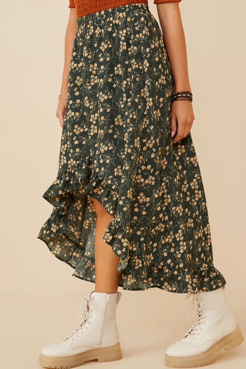 Womens Floral Hi Low Ruffle Hem Skirt sold by Hayden product image thumbnail 3