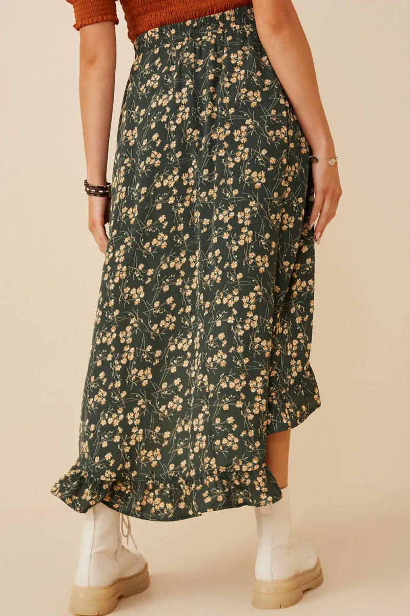 Womens Floral Hi Low Ruffle Hem Skirt sold by Hayden product image thumbnail 4