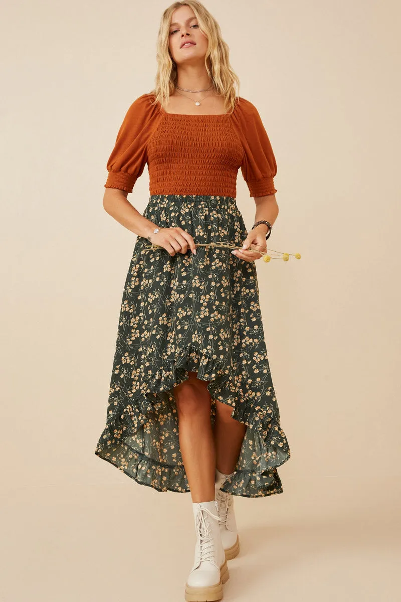 Womens Floral Hi Low Ruffle Hem Skirt sold by Hayden product image thumbnail 5
