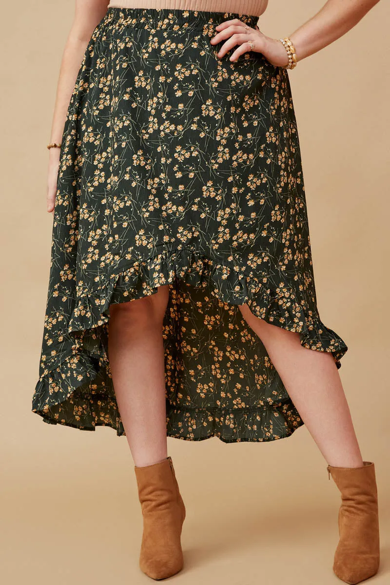Womens Floral Hi Low Ruffle Hem Skirt sold by Hayden product image thumbnail 2