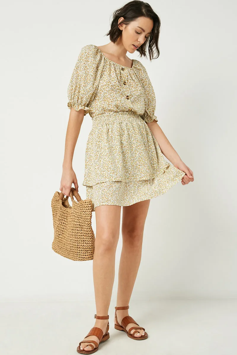 Womens Ruffled Hem Button Up Floral Top sold by Hayden product image thumbnail 3