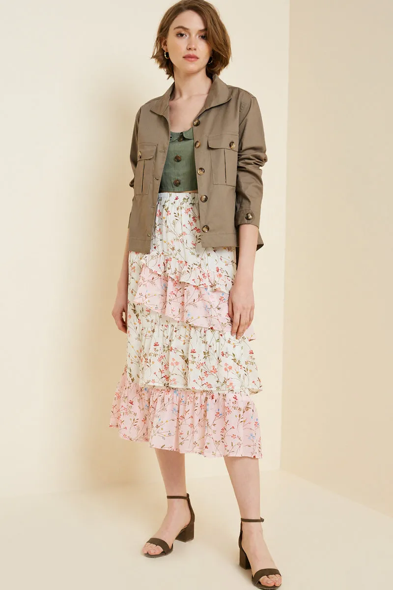 Womens Tiered Ruffle Floral Midi Skirt sold by Hayden product image thumbnail 4