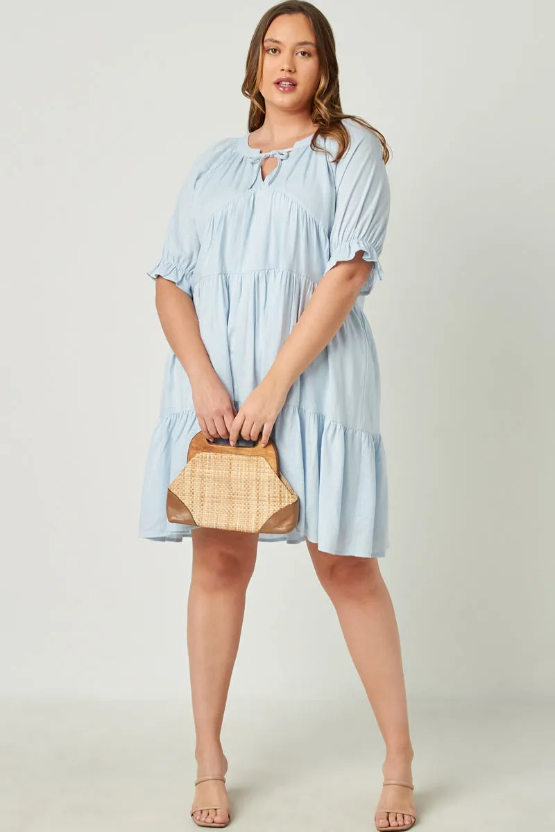 Womens V Neck Tie Detail Cinch Sleeve Dress sold by Hayden product image thumbnail 5