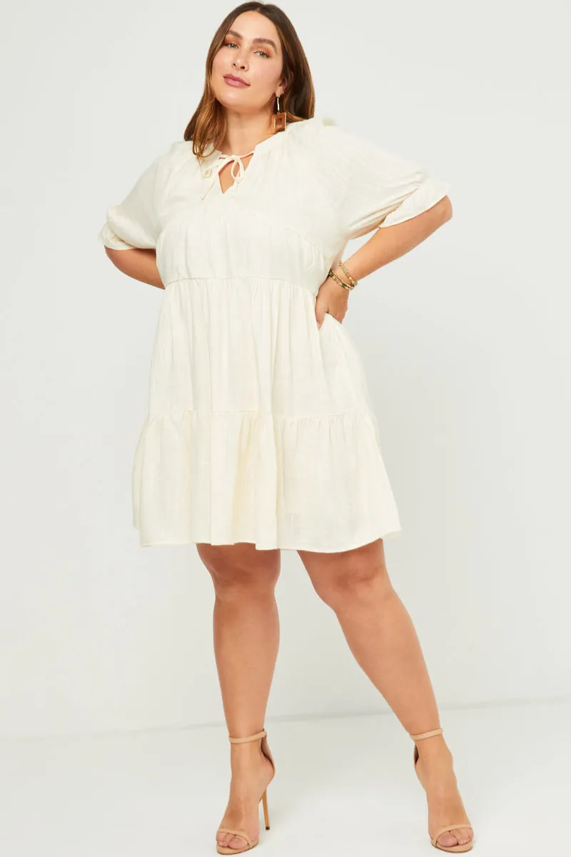 Womens V Neck Tie Detail Cinch Sleeve Dress sold by Hayden product image thumbnail 2