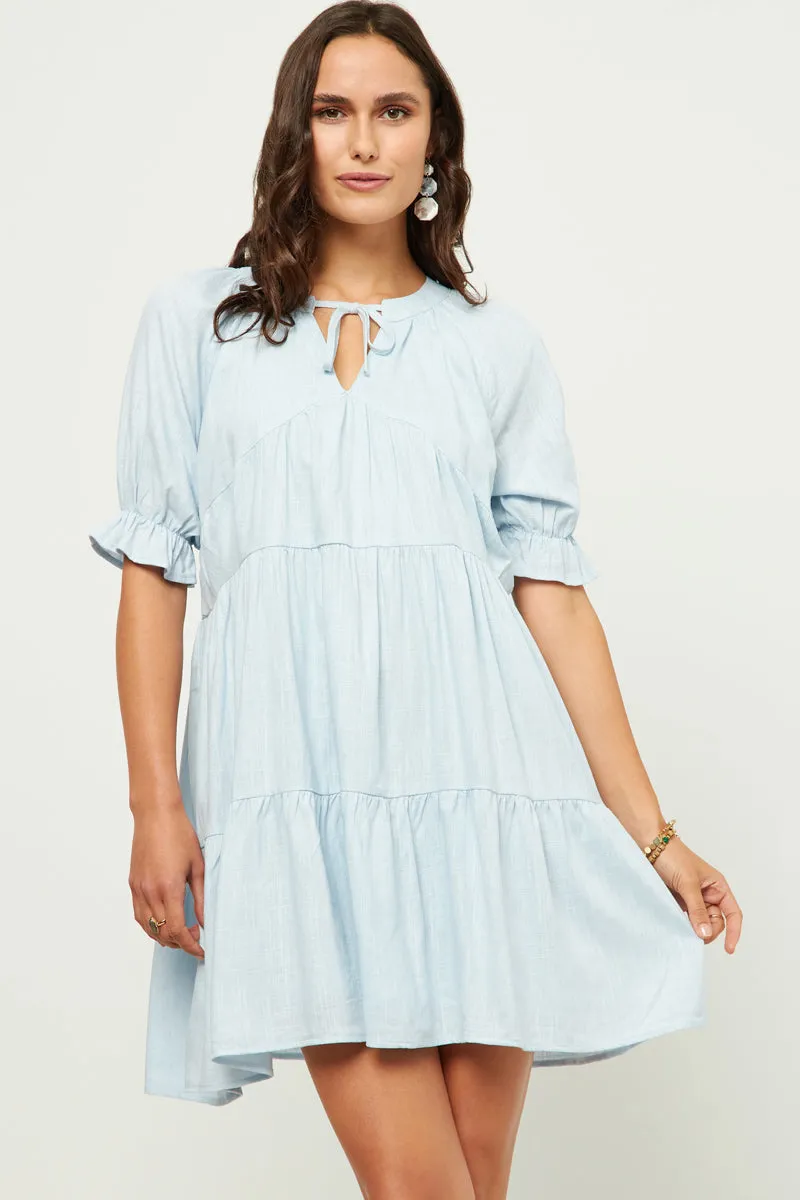 Womens V Neck Tie Detail Cinch Sleeve Dress sold by Hayden product image thumbnail 3