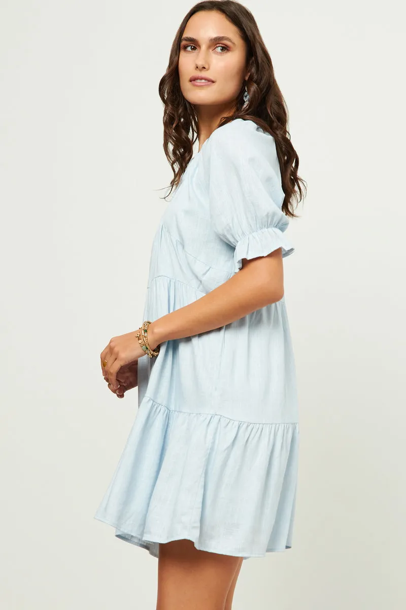 Womens V Neck Tie Detail Cinch Sleeve Dress sold by Hayden product image thumbnail 4