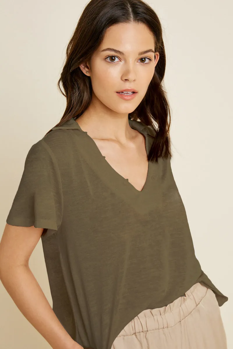 Womens Collared V-Neck Top sold by Hayden product image thumbnail 5