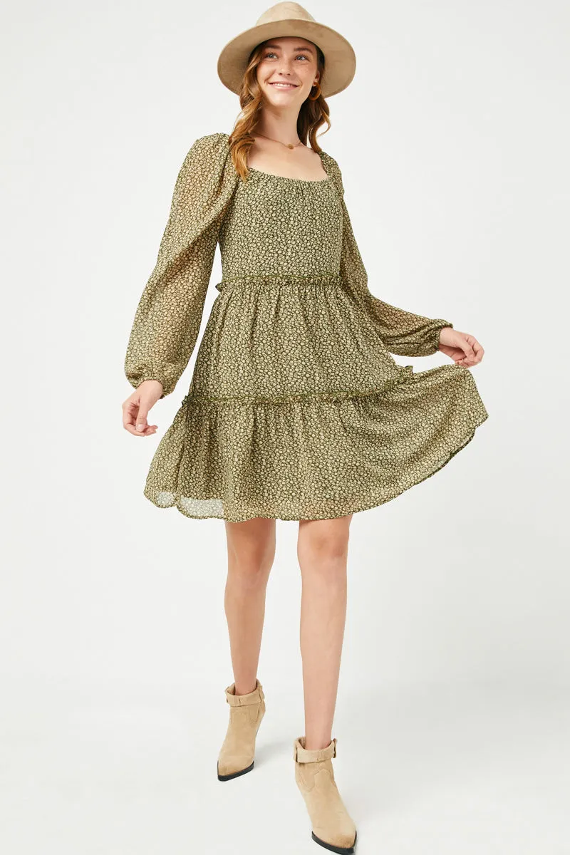 Womens Tiered Ditsy Print Long Sleeve Dress sold by Hayden product image thumbnail 3