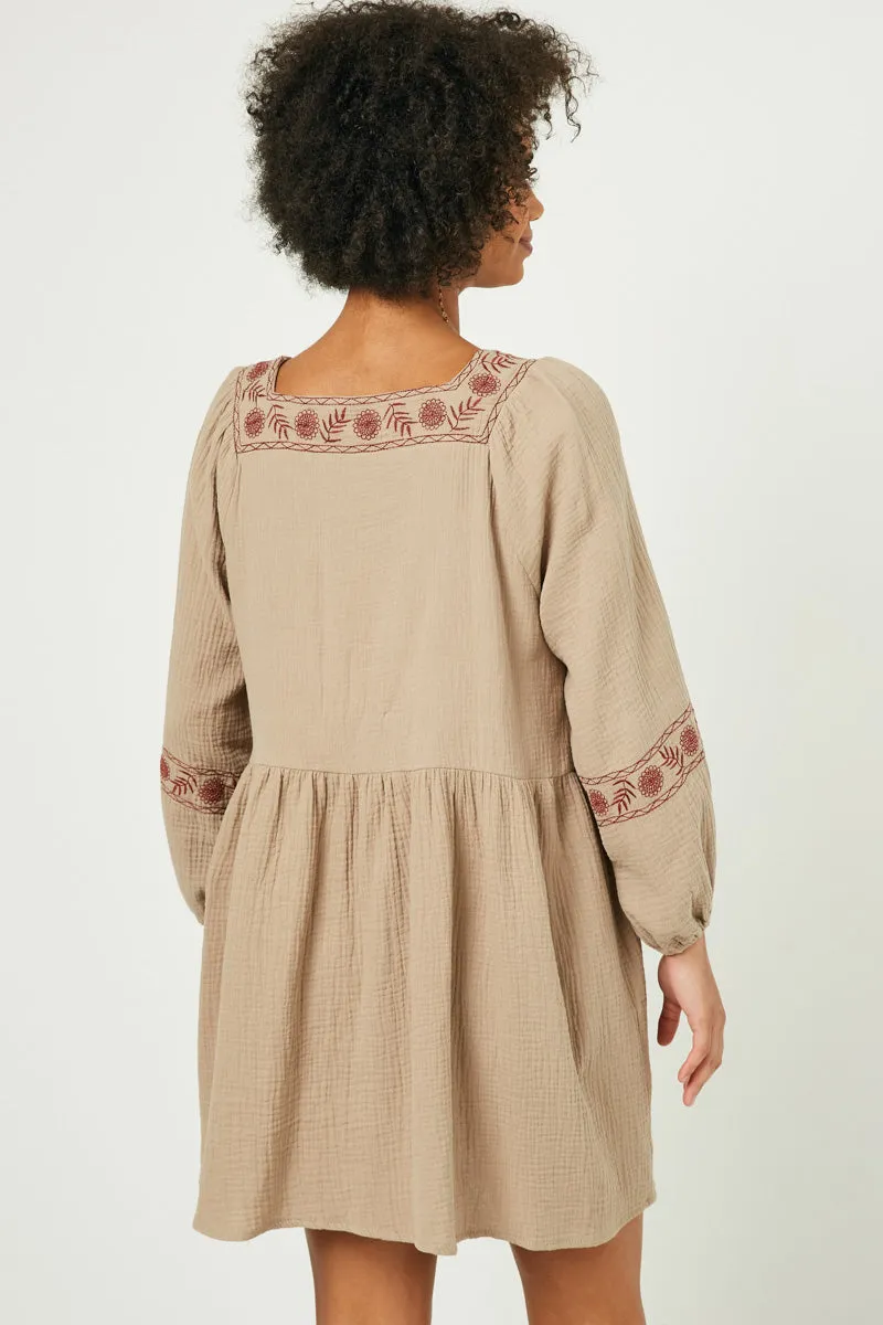 Womens Embroidered Square Neck and Sleeve Dress sold by Hayden product image thumbnail 4