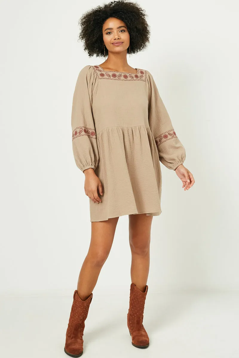 Womens Embroidered Square Neck and Sleeve Dress sold by Hayden