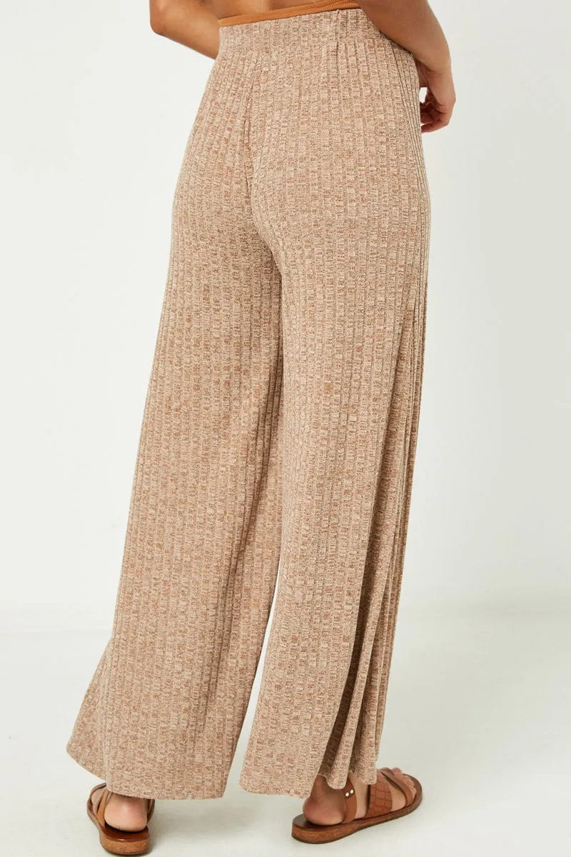 Womens Heathered Ribbed Wide Leg Knit Lounge Pants sold by Hayden product image thumbnail 4