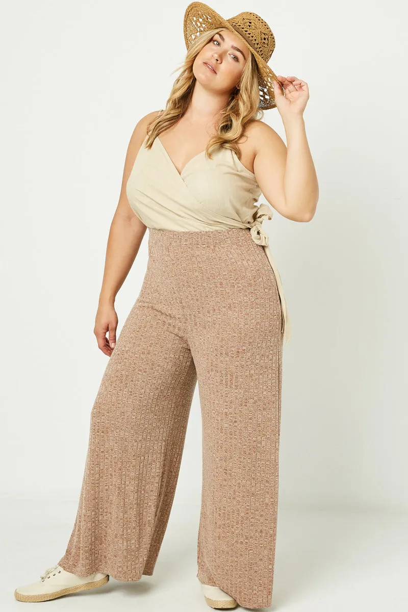 Womens Heathered Ribbed Wide Leg Knit Lounge Pants sold by Hayden product image thumbnail 5