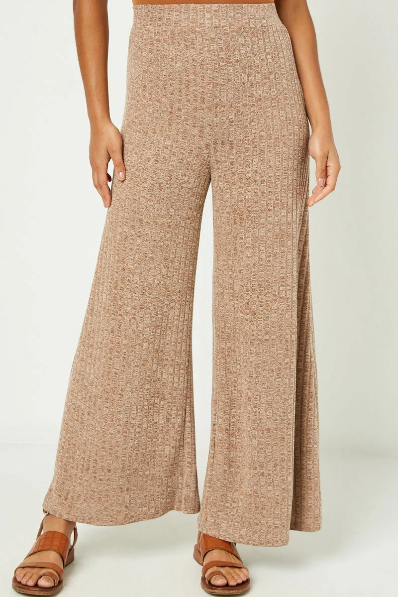 Womens Heathered Ribbed Wide Leg Knit Lounge Pants sold by Hayden product image thumbnail 2