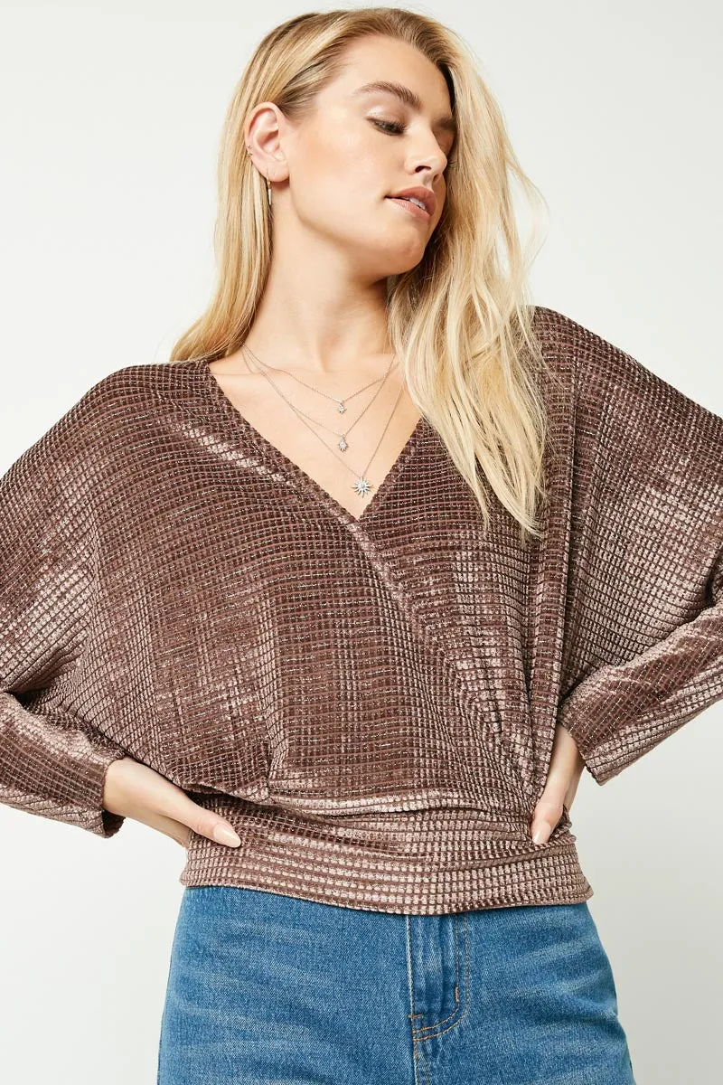 Womens Surplice Textured Velvet Top sold by Hayden product image thumbnail 3