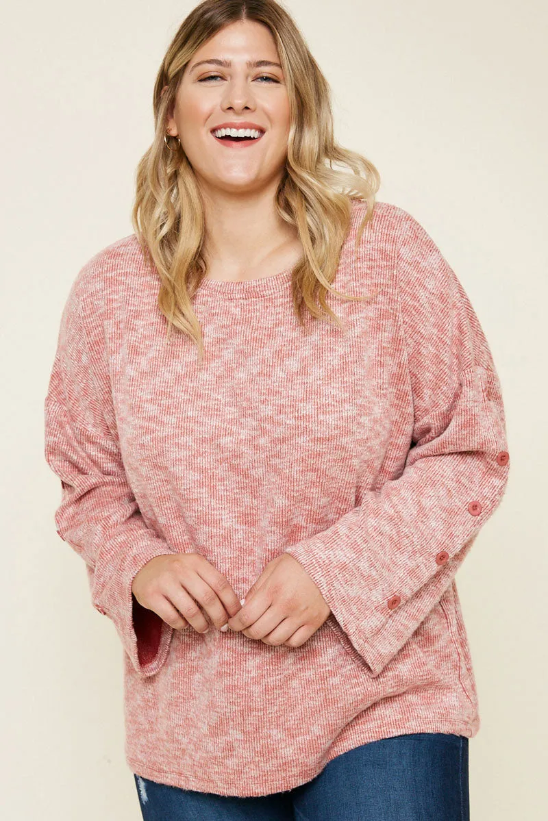 Womens Button Sleeve Brushed Knit Sweater sold by Hayden product image thumbnail 2