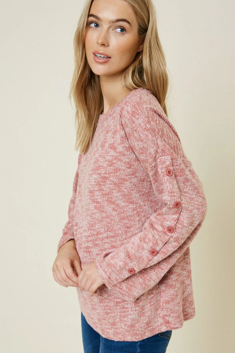 Womens Button Sleeve Brushed Knit Sweater sold by Hayden product image thumbnail 3