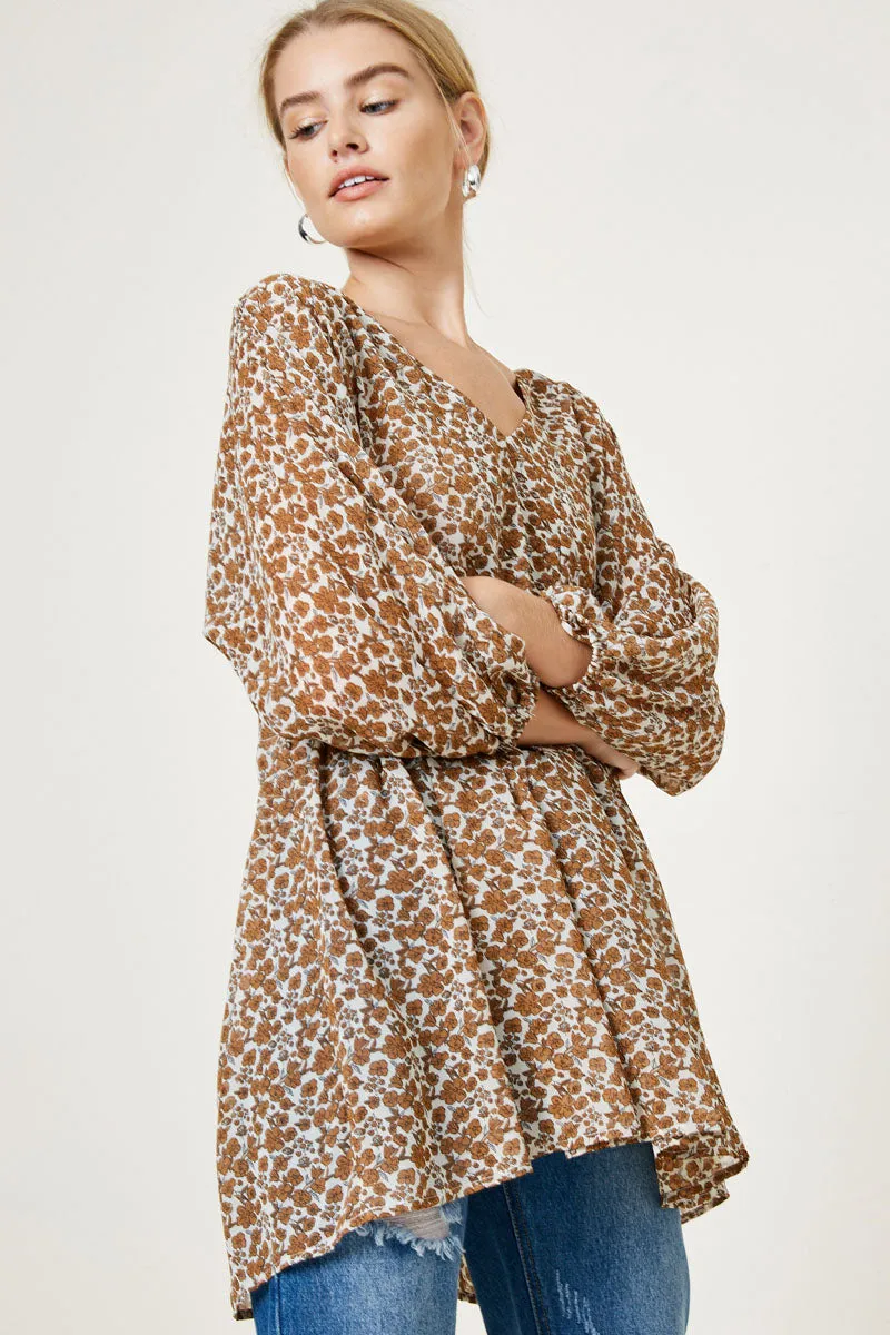 Womens Floral Balloon Sleeve Tunic Top sold by Hayden product image thumbnail 3