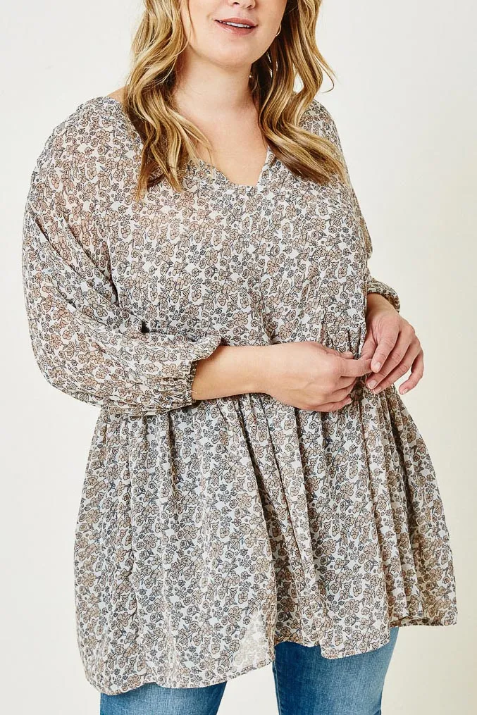 Womens Floral Balloon Sleeve Tunic Top sold by Hayden product image thumbnail 2