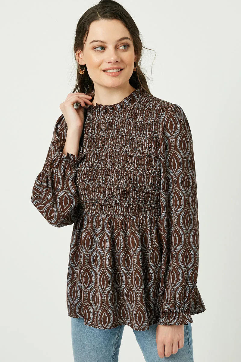 Womens Ruffle Sleeve Smocked Top sold by Hayden