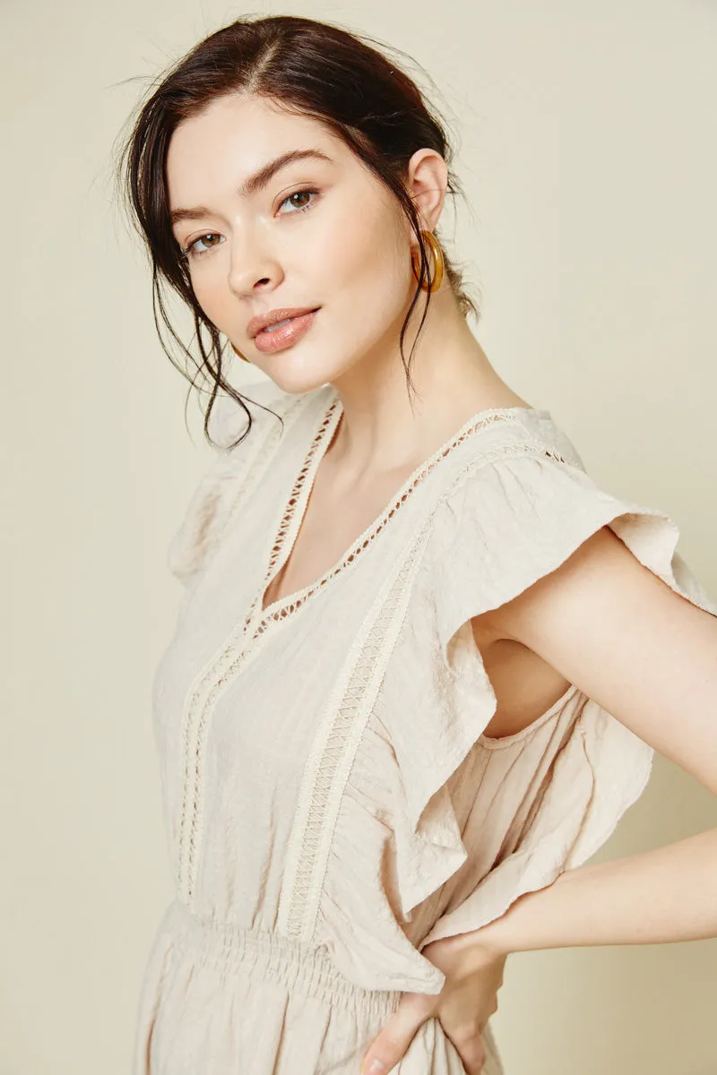 Womens Ruffle Smock Waist Romper sold by Hayden product image thumbnail 4